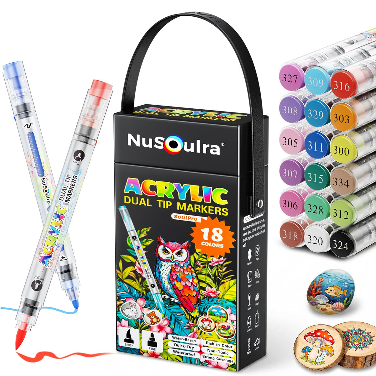 240 Colors Acrylic Paint Markers Brush Tip, Automatic Ink Control