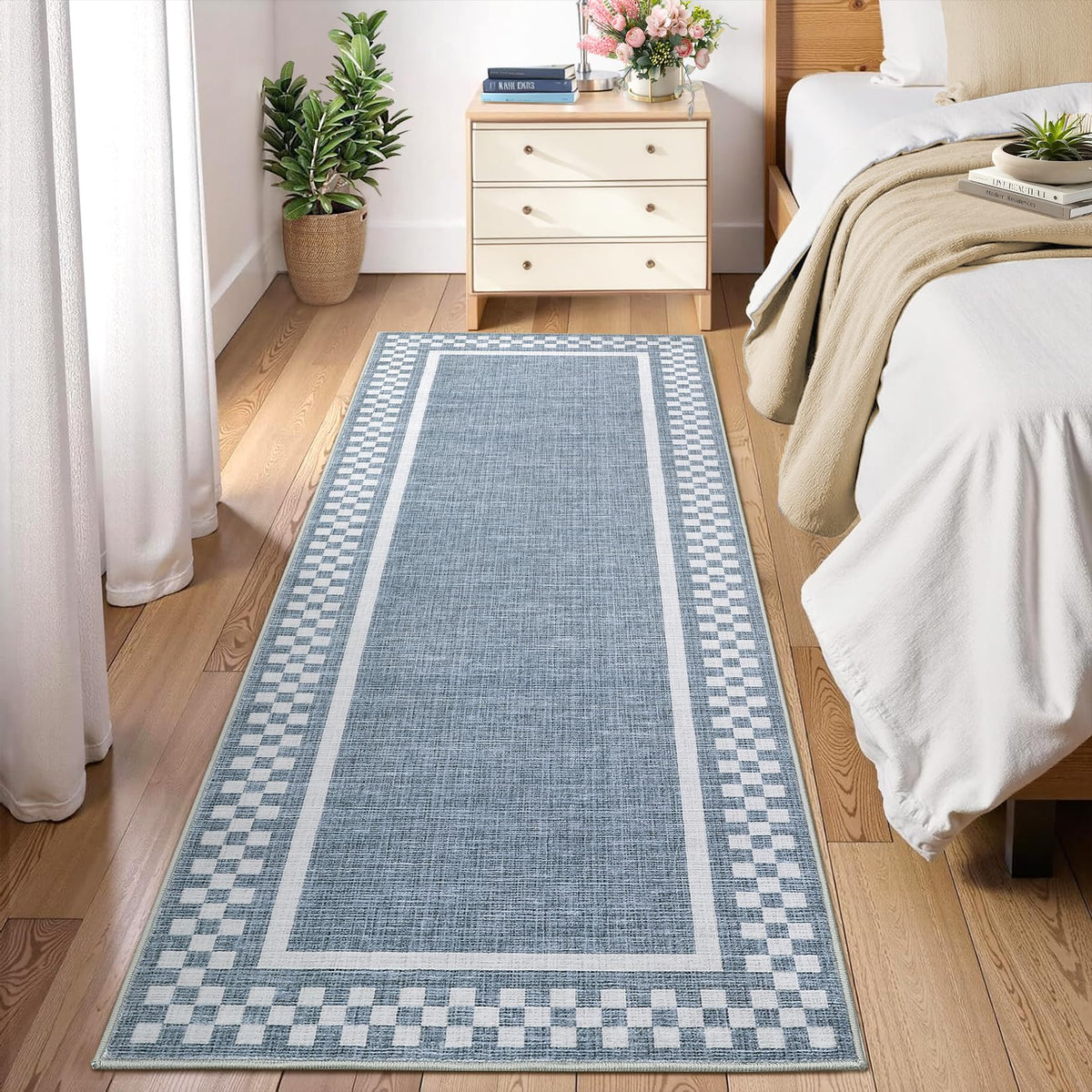 GarveeHome 5x7 Washable Area Rug Checkered Rug for Bedroom Living Room