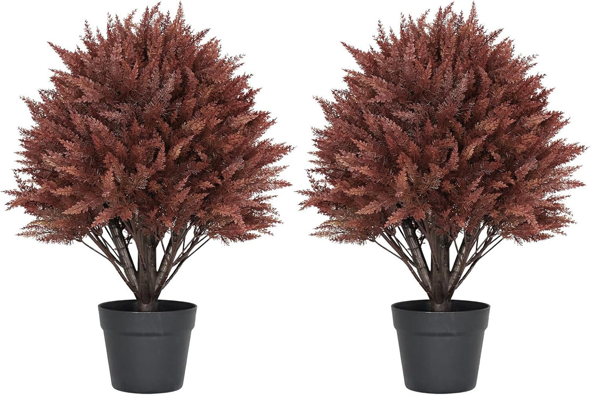 24" Artificial Cypress Ball Plants Outdoor, Fall Topiary Trees