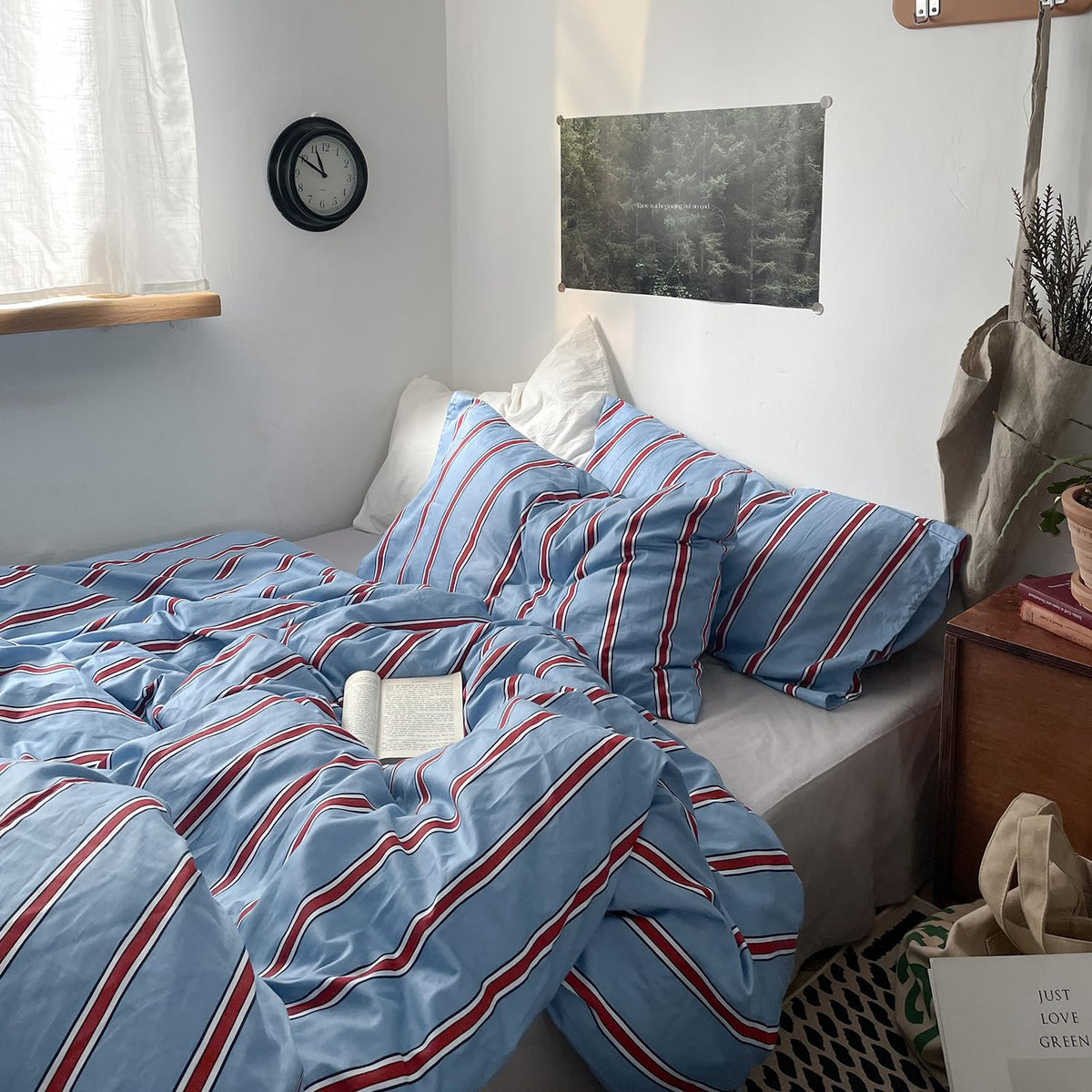 mixinni Vintage Buffalo Plaid Duvet Cover Set Queen Size - 3 Piece Washed Cotton Bedding Set with Grid Pattern, Soft & Breathable Duvet Cover with Pillowcases for All Seasons,(Brown & Blue,Beige)
