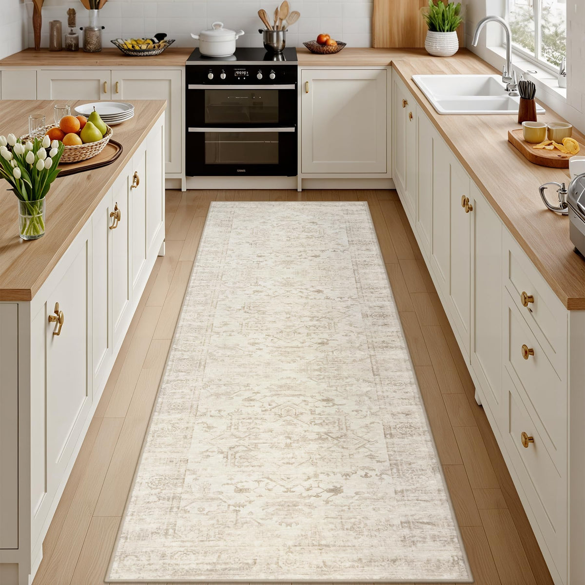 8x10 Area Rugs Living Room: Bedroom Washable Carpet Beige/Ivory