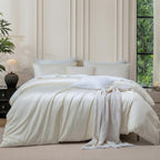 MooMee Queen Duvet Cover Set 100% Extra Long Staple Cotton Cooling Bedding