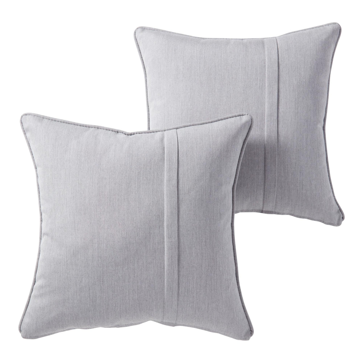 Sunbrella Outdoor Throw Pillows 20x20 Set of 2 – Corded Patio Accent Pillows with Pleated Design & Removable Zipper Covers – Weather & Fade Resistant Pillows for Patio Furniture, Cast Ash