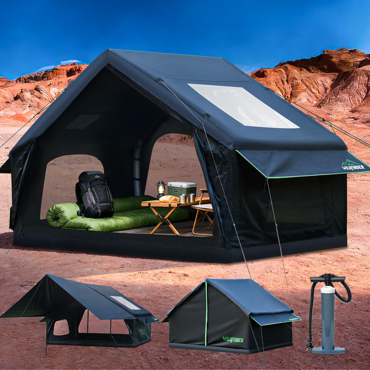 Inflatable Tent with Skylight & Stove Jack,Blow Up Tents, Hot Tent