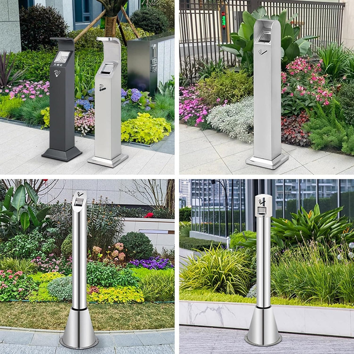 Standing Ashtray Outdoor for Patio, Large & Tall Outside Ashtrays for Cigarette Butt Receptacle Disposal, Commercial Metal Smokers Cigar Ash Tray Container with,C