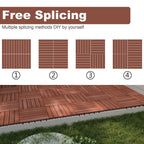 PrimeZone 54 PCS Solid Acacia Wood Interlocking Deck Tiles Outdoor, Brown