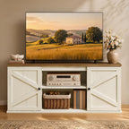 VASAGLE Farmhouse TV Stand for 65'' TV, Media Console, Sliding Barn Doors