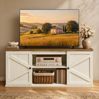 VASAGLE Farmhouse TV Stand for 65'' TV, Media Console, Sliding Barn Doors