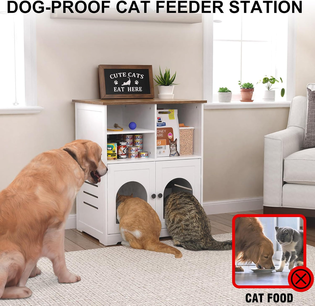 GDLF Cat Feeding Station for Microchip Feeder with Dog-Proof Design