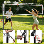 Portable Badminton Set, Heavy-Duty Outdoor Net with 4 Rackets, 3 Shuttlecocks & Boundary Line for Backyard Lawn Beach Family Games