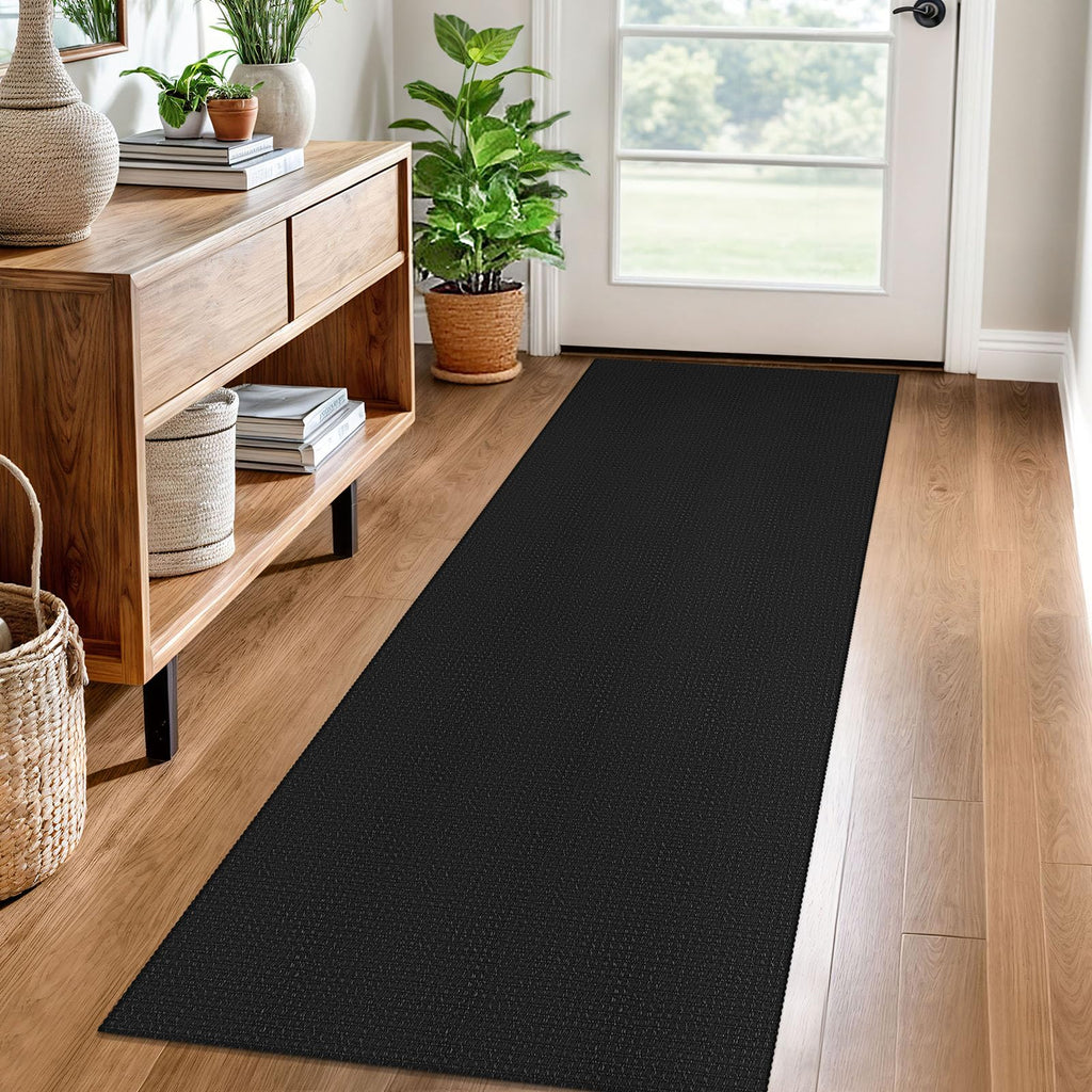 EARTHALL Woven Area Rugs 6x9 Ft Washable Living Room Rugs Non Slip Rubber Backed Dining Room Rug Braided Bedroom Rugs Indoor Floor Carpet for Living Room, Bedroom, Dining Room, Beige/Ivory