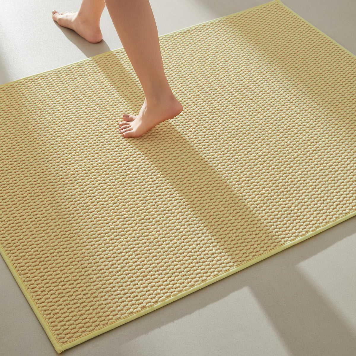 TYUU Bathroom Runner Rugs, Long Bath Mat Runner Washable Thin Quick Dry Low Pile Bathroom Runner Rugs Non Slip, Beige 24"x70"