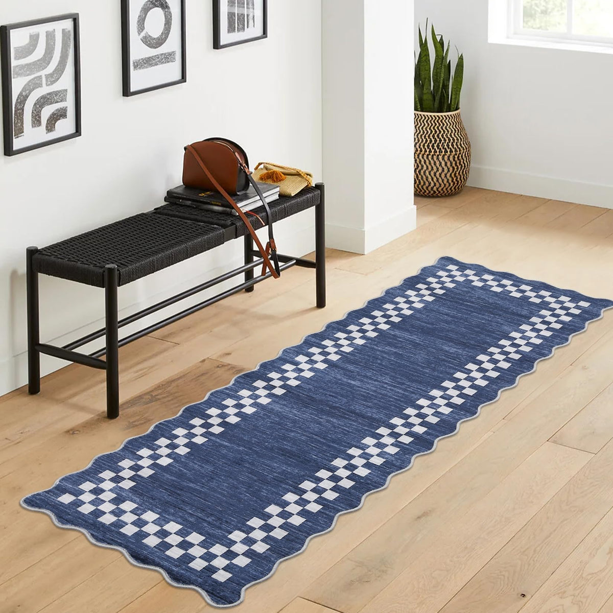 GarveeHome 5x7 Washable Area Rug Checkered Rug for Bedroom Living Room