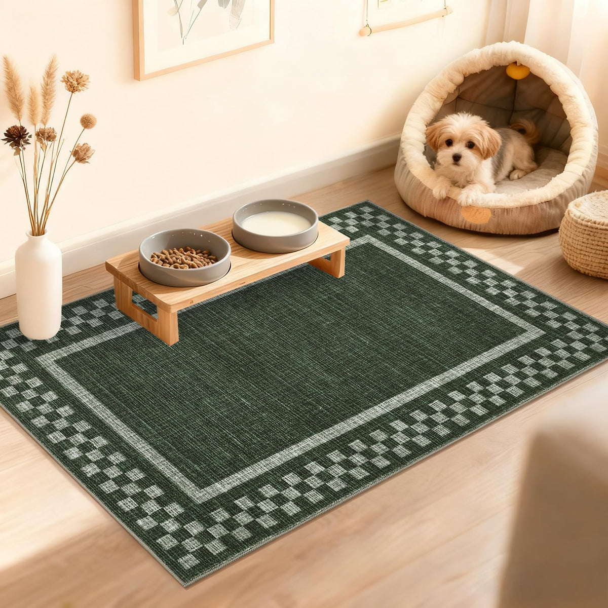 GarveeHome 5x7 Washable Area Rug Checkered Rug for Bedroom Living Room