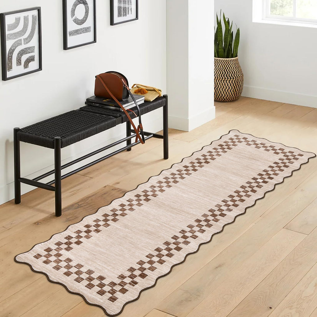 GarveeHome 5x7 Washable Area Rug Checkered Rug for Bedroom Living Room