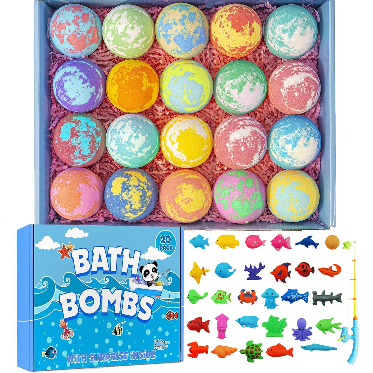 Halloween Bath Bombs for Kids with Surprise Inside 20 Pack Bath Bombs with Fruity Scents, Relaxing Aromas, Ideal Gift for boy Girls