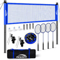 Portable Badminton Set, Heavy-Duty Outdoor Net with 4 Rackets, 3 Shuttlecocks & Boundary Line for Backyard Lawn Beach Family Games