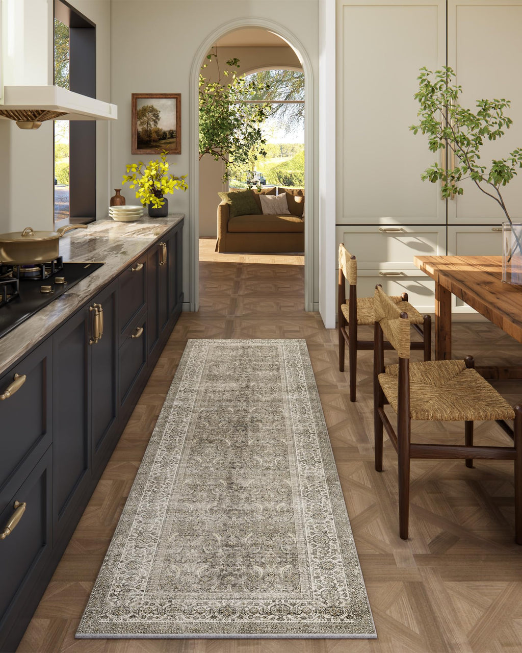Washable Area Rugs for Living Room: 9x12 Bedroom Rug Boho Vintage Area Rug Stain Resistant Non Slip Low Pile Lightweight Soft Carpets for Dining Room Kitchen Nursery Kids Room Playroom Home Office