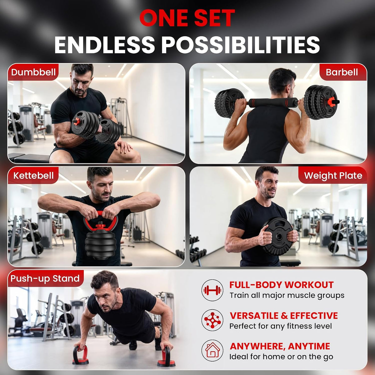 Adjustable Dumbbell Set,22/33/45/70/90lb Free Weight Set with Connector,5-in-1 Dumbbell Set for Barbells,Kettlebells,Push up Stand,Weight Plate,Fitness Exercises for Home Gym Suitable Men/Women