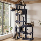 Feandrea Large Cat Tree, 74.1" Tall Sturdy Cat Tower for Indoor, Dove Gray