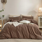 Duvet Cover Set Washed Cotton Embroidered Hem King 3‑Pcs