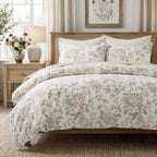 EverGrace 100% Cotton Sateen Duvet Cover Set, King Size, Blue Linen