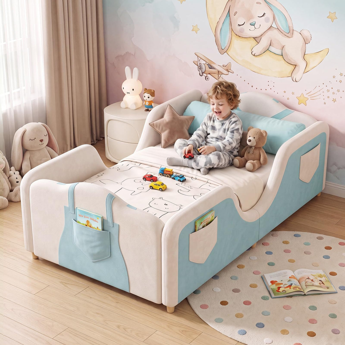 DoCred Toddler Bed, Upholstered Toddler Bed for Girls&Boys