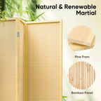 JOSTYLE Bamboo Room Divider, 6-Panel Folding Privacy Screen, 6 ft. Tall