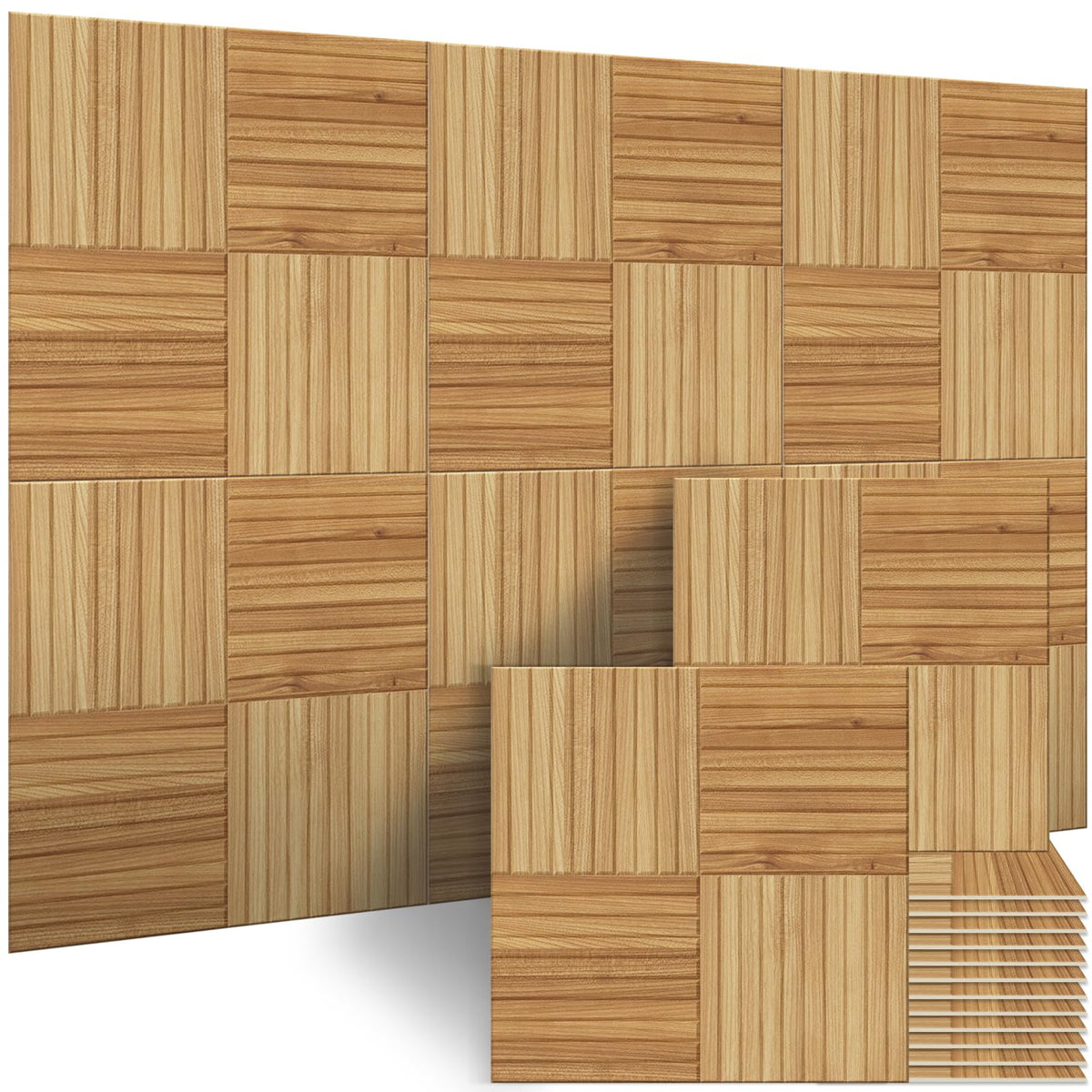BUBOS 6-Pack Acoustic Panels, Wood Grain Sound Absorbing Panels, 23.6x23.6