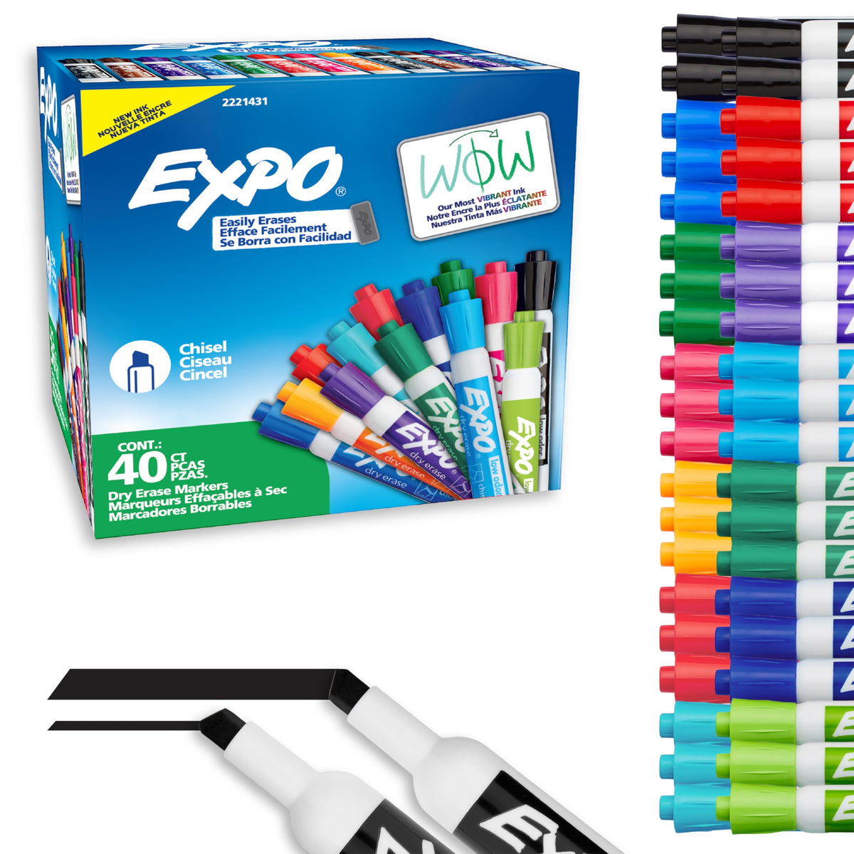 EXPO Dry Erase Markers, Chisel Tip, Assorted Fashion Colors | Low Odor | For Classroom, Office & Home | 36 Count, Pack of 6