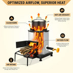 Outdoor Camping Stove, Portable Wood Burning Rocket Stove