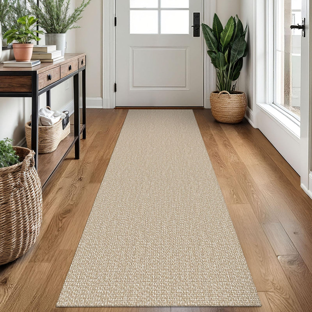 EARTHALL Washable Area Rug, Non Slip Living Room Rug, 5x7 Ft, Sand/Beige