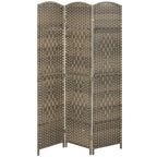 HOMCOM 3 Panel Room Divider 6 Ft Privacy Screen Hand-Woven Washed Oak