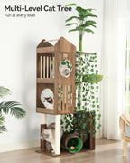 FourFurPets Large Cat Tree with Leaves, 72.8" Tall Cat Tower, Anti-tip Kit