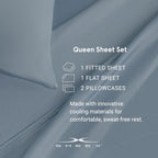 SHEEX Active Comfort Anti-Wrinkle Cooling Sheets, King/Cal King, Blue Sky