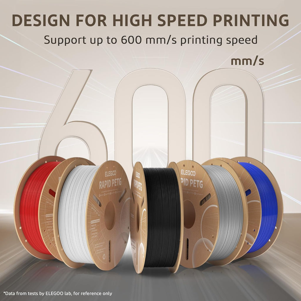 ELEGOO Rapid PETG 3D Printer Filament 1.75mm Black 10KG Bulk