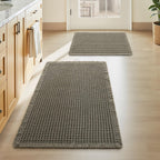 Upgraded Waffle Bath Mat Set of 2 Absorbent Bathroom Mat 18"x30" + 24"x48"