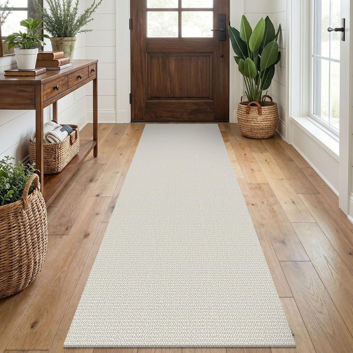 EARTHALL Washable Area Rug, Non Slip Living Room Rug, 5x7 Ft, Sand/Beige