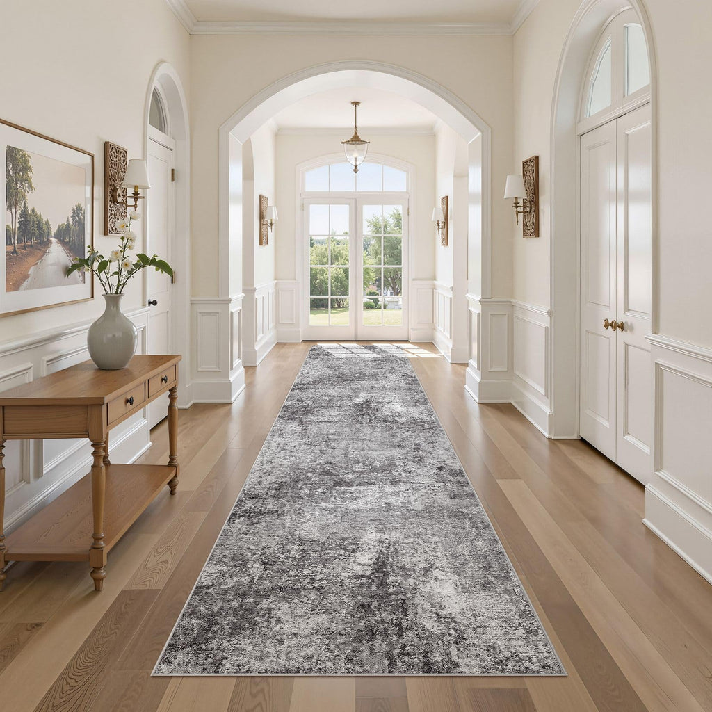 DMOYEST Area Rug Living Room Rugs 9x12 Washable Abstract Grey Carpet