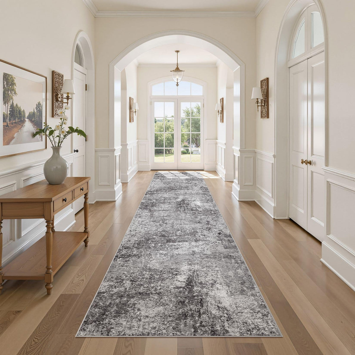 DMOYEST Area Rug Living Room Rugs 9x12 Washable Abstract Grey Carpet