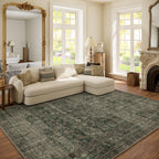 Washable Area Rugs for Living Room: 9x12 Bedroom Rug Boho Vintage Area Rug Stain Resistant Non Slip Low Pile Lightweight Soft Carpets for Dining Room Kitchen Nursery Kids Room Playroom Home Office