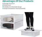 8-Piece Boot and Shoe Storage Box, Stackable Clear Plastic Shoe Box, Space-Saving Shoe Organizer for Boots, Sneakers, and High Heels, Clear