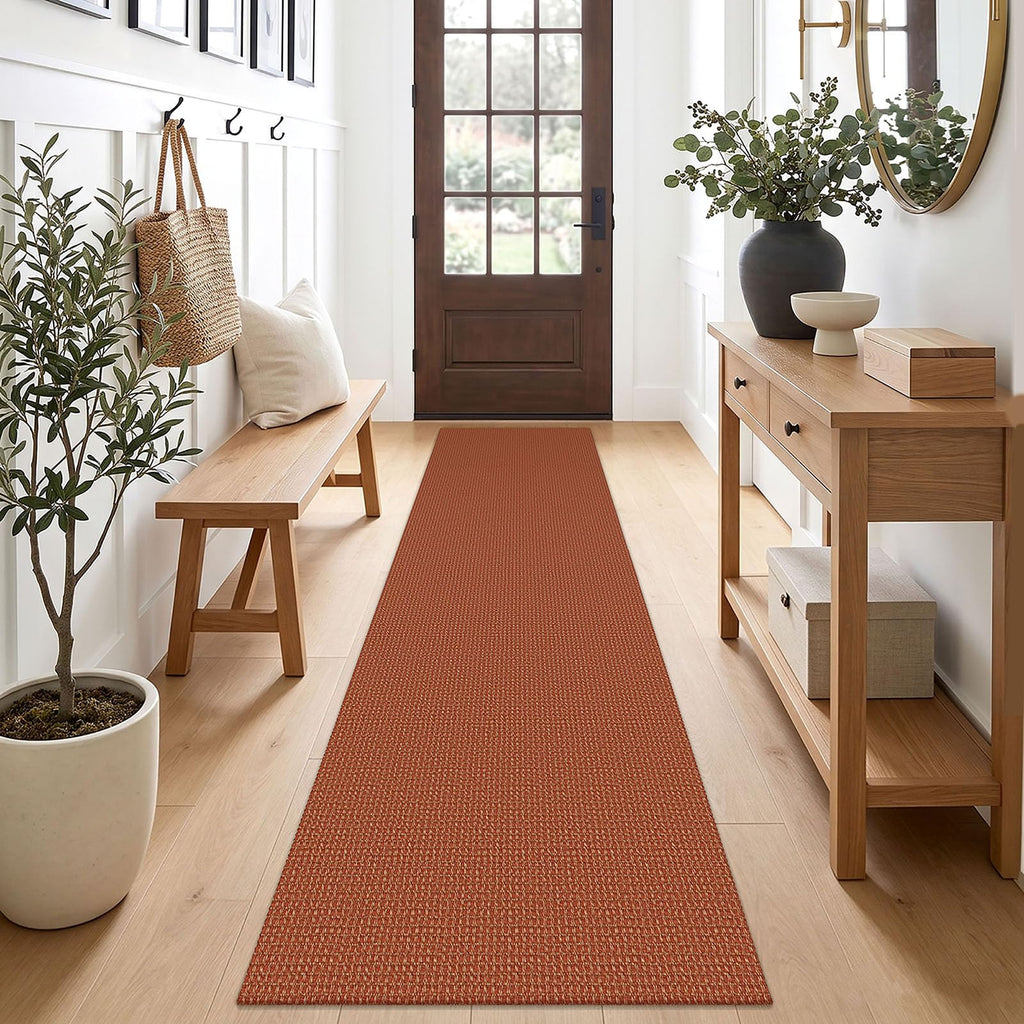 EARTHALL Woven Area Rugs 6x9 Ft Washable Living Room Rugs Non Slip Rubber Backed Dining Room Rug Braided Bedroom Rugs Indoor Floor Carpet for Living Room, Bedroom, Dining Room, Beige/Ivory