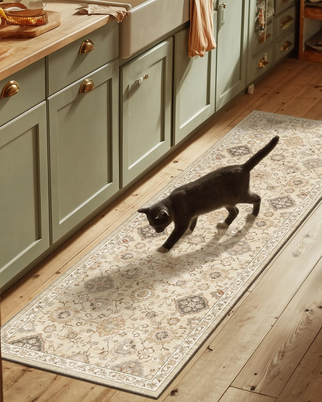 Washable Area Rugs for Living Room: 9x12 Bedroom Rug Boho Vintage Area Rug Stain Resistant Non Slip Low Pile Lightweight Soft Carpets for Dining Room Kitchen Nursery Kids Room Playroom Home Office