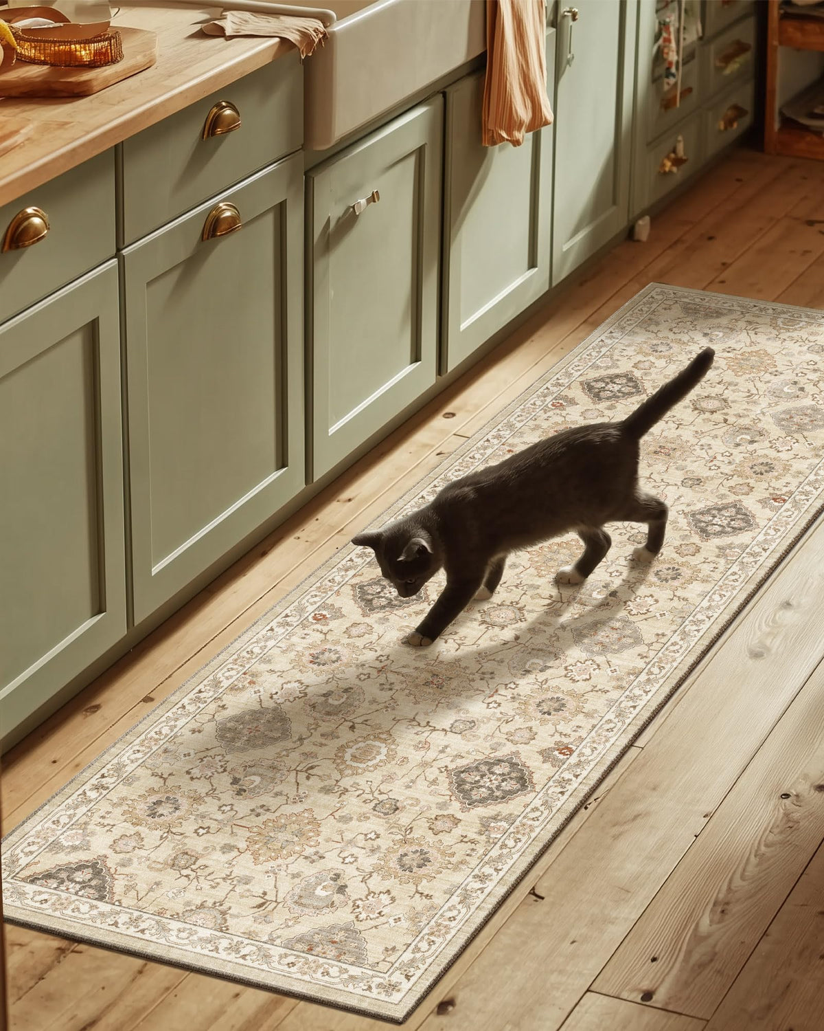 Washable Area Rugs for Living Room: 9x12 Bedroom Rug Boho Vintage Area Rug Stain Resistant Non Slip Low Pile Lightweight Soft Carpets for Dining Room Kitchen Nursery Kids Room Playroom Home Office