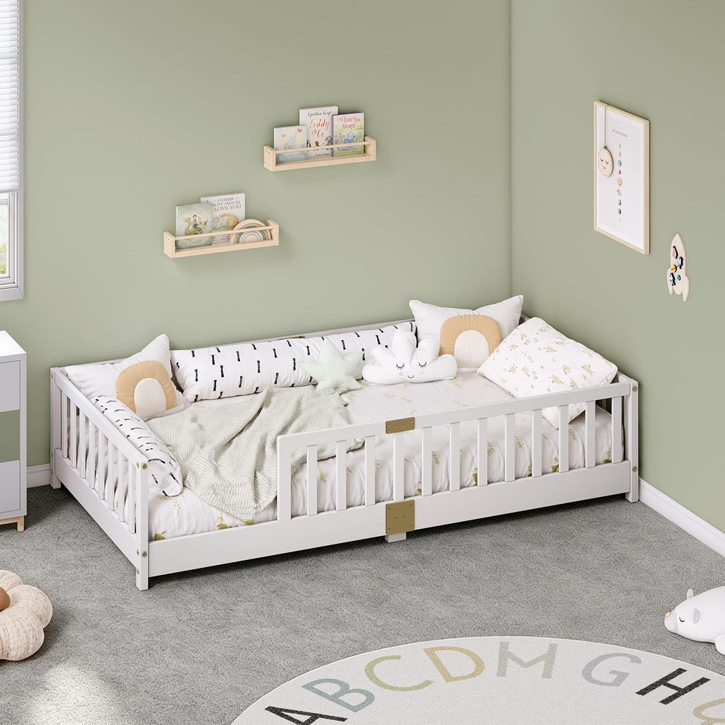 Twin Montessori Floor Bed with Rails