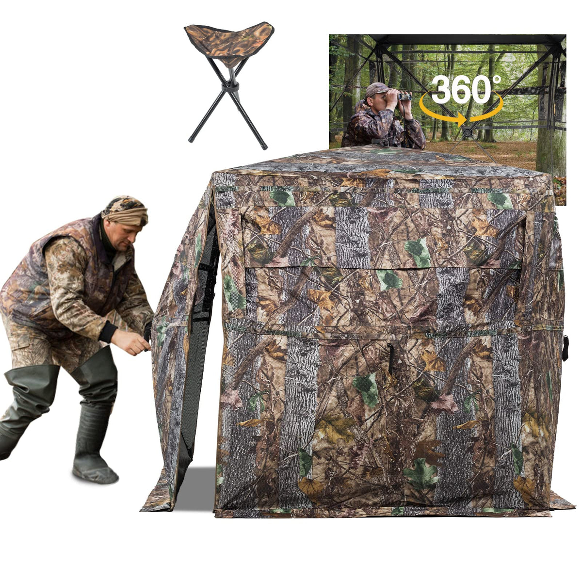 FUNHORUN Hunting Blind 270/360 See Through Deer Blind, Pop Up Ground Blind