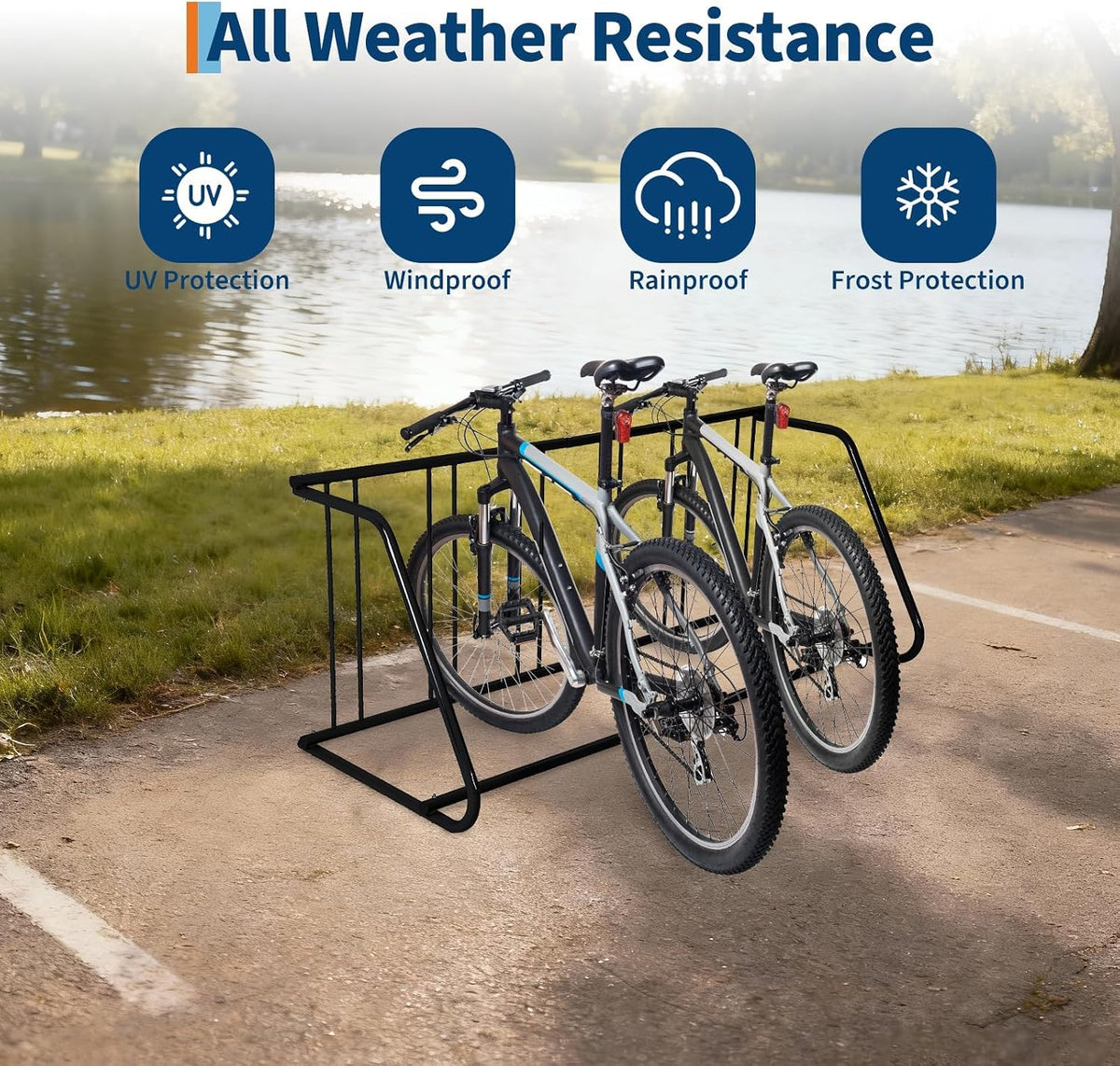 Single Side 6 Bike Floor Rack 72 Inch Length Freestanding Bicycle Parking Stand In Ground Grid Design For Garages Streets Yards And Bike Events Heavy Duty Storage (Black, Single Side 6 Bike)