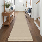 EARTHALL Woven Area Rugs 6x9 Ft Washable Living Room Rugs Non Slip Rubber Backed Dining Room Rug Braided Bedroom Rugs Indoor Floor Carpet for Living Room, Bedroom, Dining Room, Beige/Ivory