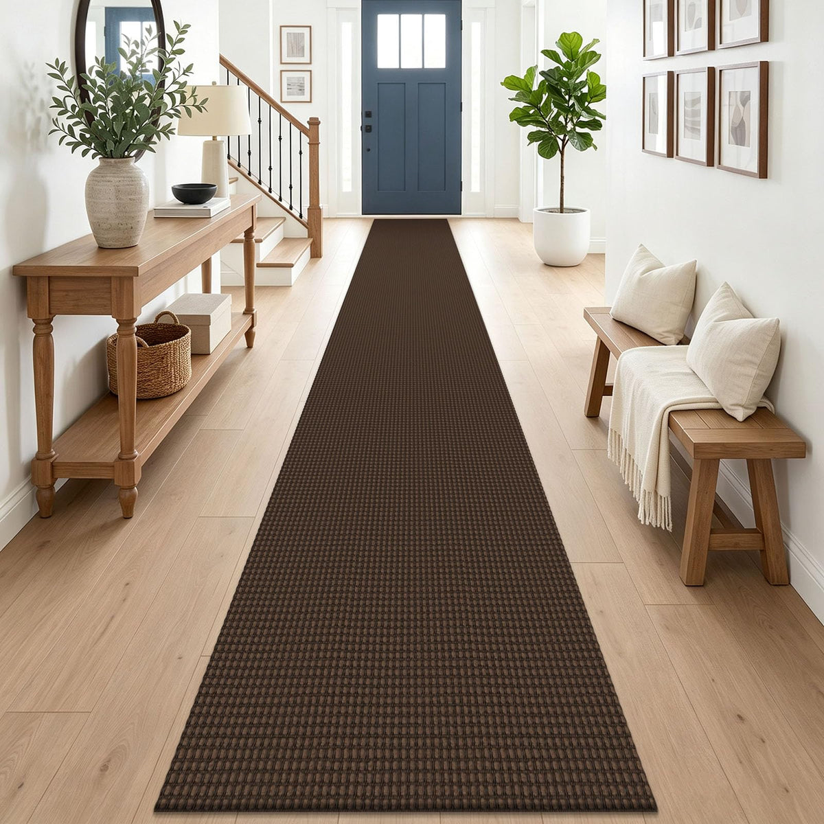 EARTHALL Woven Area Rugs 6x9 Ft Washable Living Room Rugs Non Slip Rubber Backed Dining Room Rug Braided Bedroom Rugs Indoor Floor Carpet for Living Room, Bedroom, Dining Room, Beige/Ivory